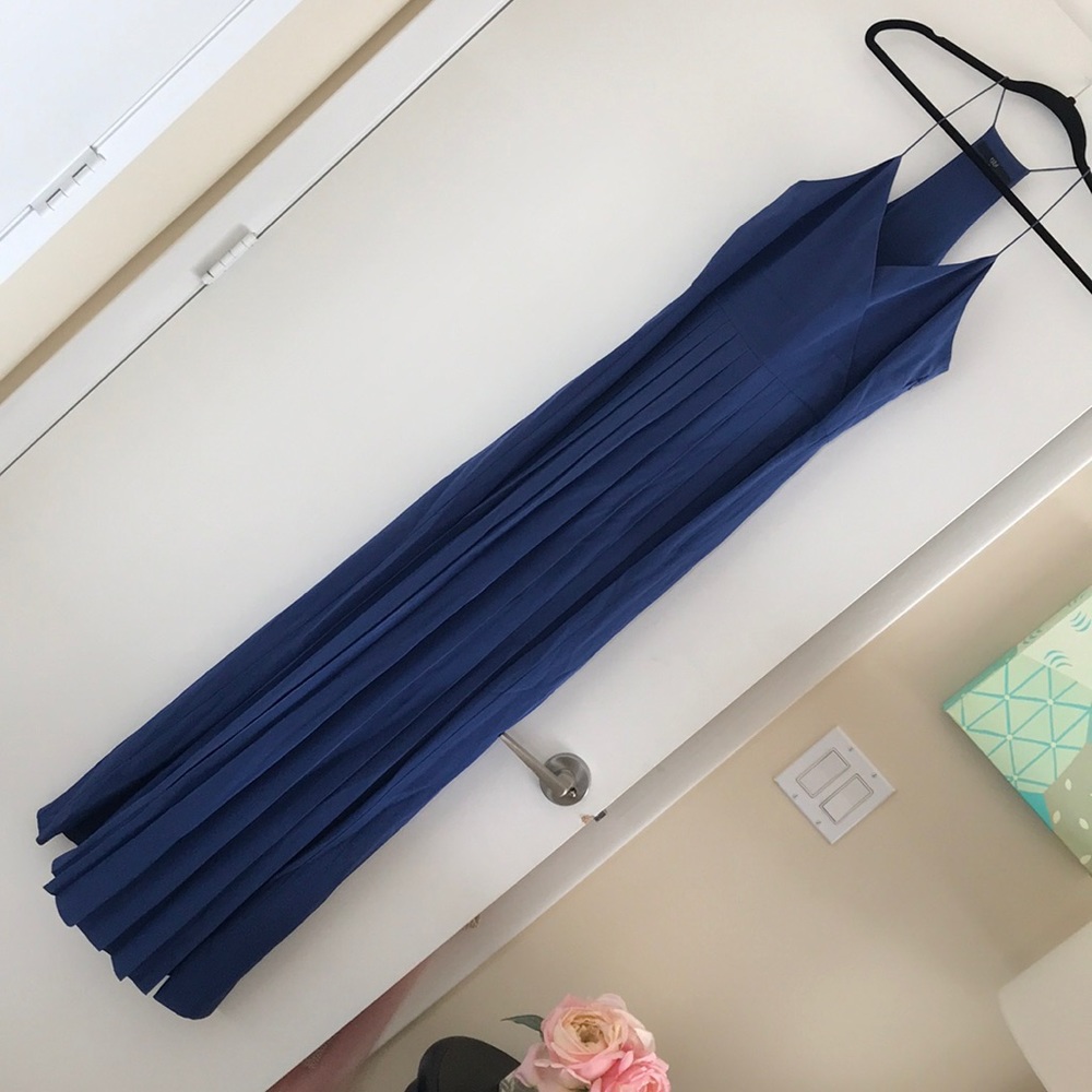 Tibi Blue Silk Pleated Maxi Dress Size 2